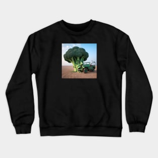 Broccoli eating a Jeep -  Salvador Dali Style Crewneck Sweatshirt